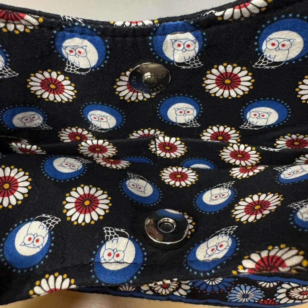 Vera Bradley Sherry Handbag Quilted Cotton Retired Night Owl Pattern w Flowers